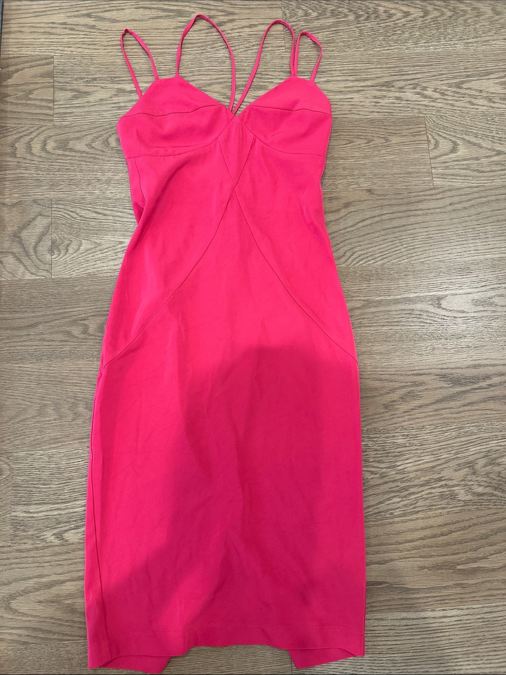by the way. Hot Pink Double-Strap Midi Bodycon Dress